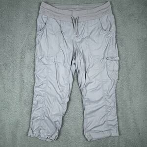 The North Face Womens Hiking Capri Pants Size L Gray Ruched Aphrotide Stretch